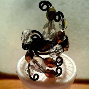 “Black Swirl” Crystal wire wrapped ring.
